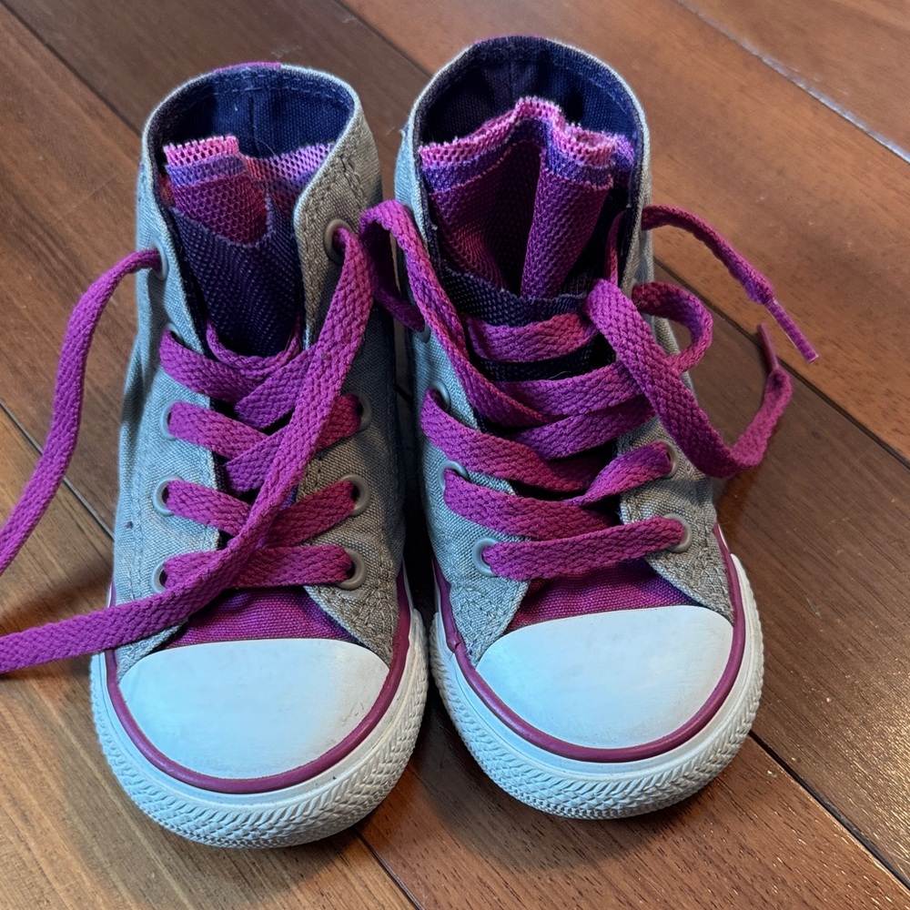 Converse Kids High-Top Sneakers - Gray and Purple